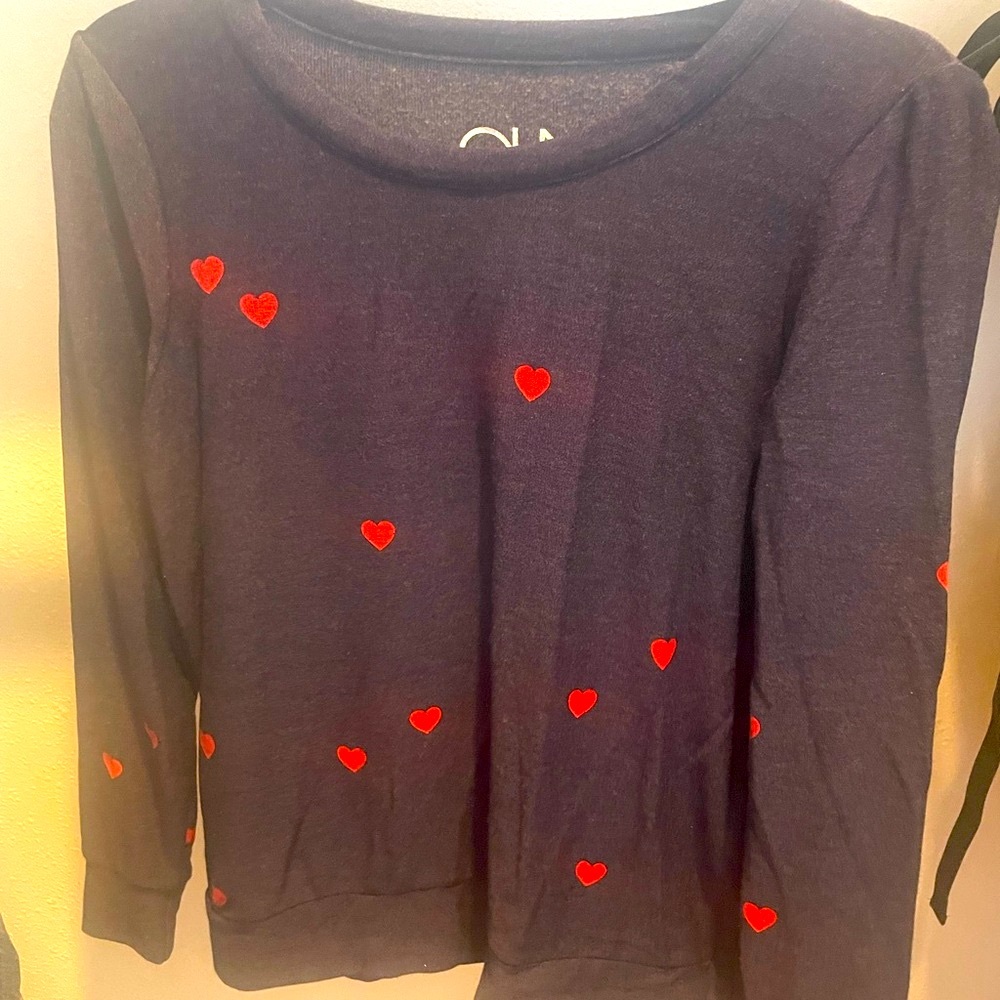 SO Women's Sweater - Navy with Red Hearts